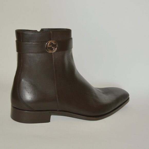 NIB GUCCI ANKLE INTERLOCKING GG LEATHER BOOTS - Picture 2 of 10
